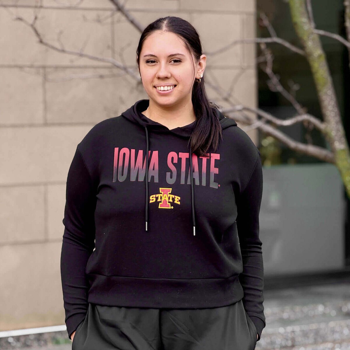 Concepts Sport Women's I-State Black Boxy Hoodie